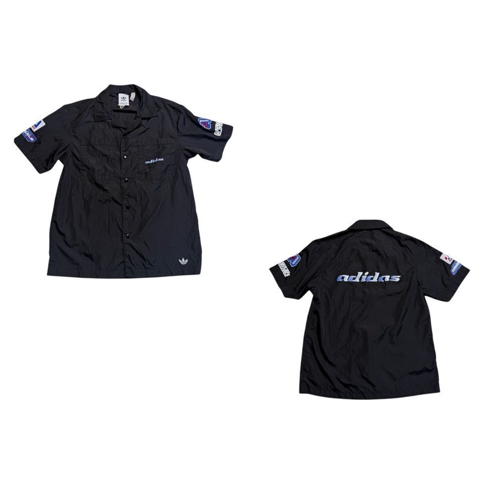 Adidas TGP Trefoil Snap Front Short Sleeve Racing Shirt Black Men’s Sz XS